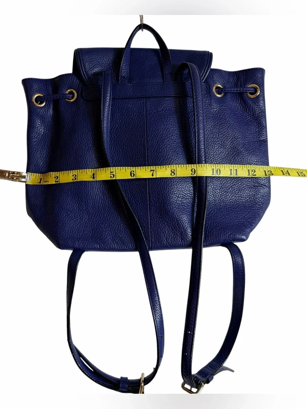 Kate Spade Leila Large Flap Backpack Navy Blue Pebbled Leather